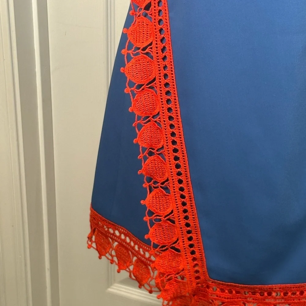 Tory Burch Marisa Lace Crochet Trim Runway Shift Dress Size 8